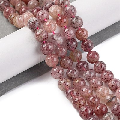 Natural Strawberry Quartz Beads Strands G-J373-16-8mm-01-1