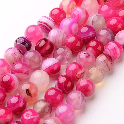 Natural Striped Agate/Banded Agate Beads Strands G-D845-01C-8mm-1