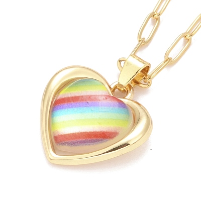 Rainbow Color Pride Necklace NJEW-H160-01G-1