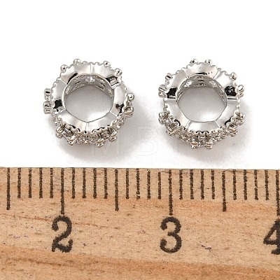 Rack Plating Brass Micro Pave Clear Cubic Zirconia Beads KK-U030-24P-1