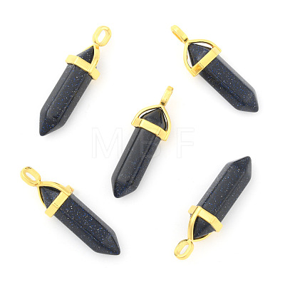 Synthetic Blue Goldstone Double Terminated Pointed Pendants G-G902-C12-1
