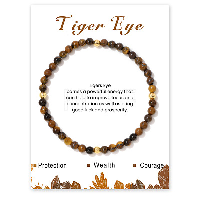 Natural Tiger Eye Beaded Stretch Bracelets for Women WA9993-5-1