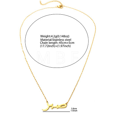 201 Stainless Steel Arabic Letter Pendant Necklaces for Women FS-WG01603-01-1