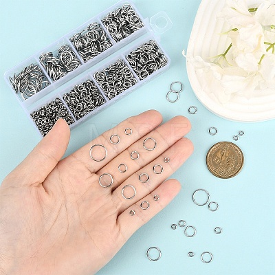 950Pcs 8 Styles PVD Vacuum Plating 304 Stainless Steel Open Jump Rings STAS-YW003-21-1