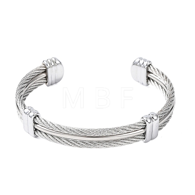 Tarnish Resistant Trendy Men's Torque Bangles BJEW-L111-02-1