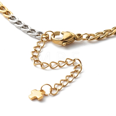Two Tone 304 Stainless Steel Curb Chain Necklaces NJEW-JN03541-1