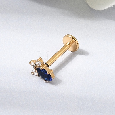F136 Titanium Pave Clear and Blue Cubic Zirconia Horse Eye Internally Threaded Labrets ME-CBA9828-02G-1