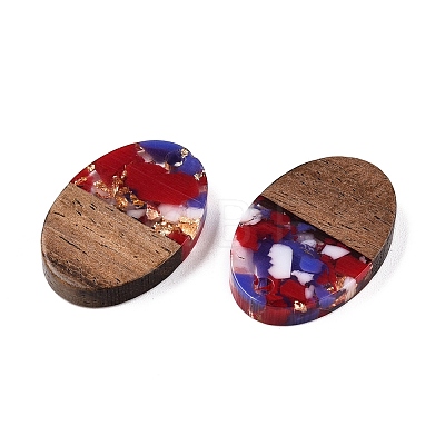 Transparent Resin and Walnut Wood Pendants RESI-T057-04F-1