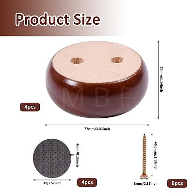Wood Round Furniture Legs FIND-WH0199-412C-1