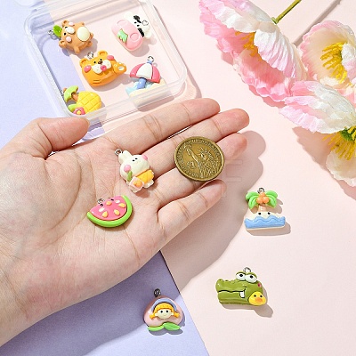 10Pcs 10 Styles Opaque Resin Pendants FIND-YW0005-72-1