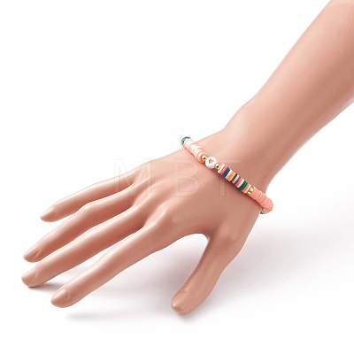 Polymer Clay Heishi Beads Stretch Bracelets BJEW-JB05708-1