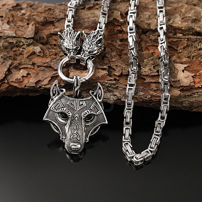 Vintage Zinc Alloy Viking Pendant Necklaces for Men WGF2FB9-01-1