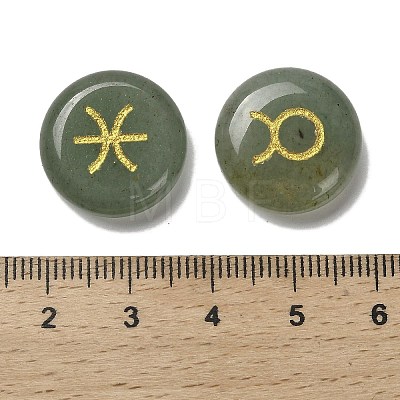 12 Constellation Natural Green Aventurine Cabochons Set G-Q190-03E-1