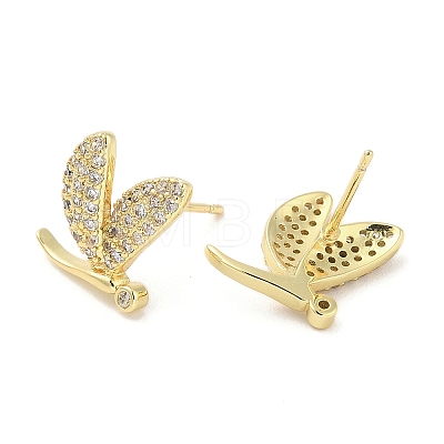 Rack Plating Brass Micro Pave Clear Cubic Zirconia Stud Earrings for Women EJEW-M260-17G-1