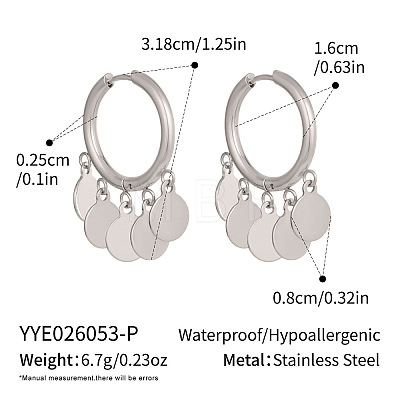304 Stainless Steel Hoop Dangle Earrings for Women RN4149-3-1