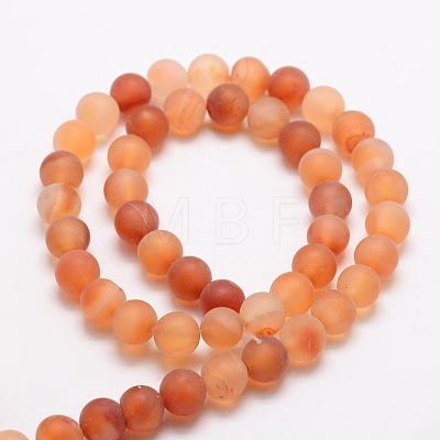 Dyed Frosted Natural Agate Round Beads Strands G-E322B-8mm-03-1