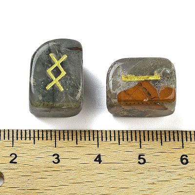 Rectangle Natural Bloodstone Rune Stones G-Z059-01L-1