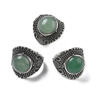 Natural Green Aventurine Adjustable Rings RJEW-I108-03AS-05-1