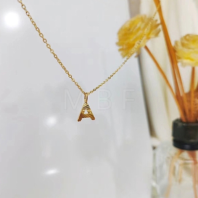 Personalized Stainless Steel Textured Alphabet Initial Pendant Necklaces for Women Men RF0956-1-1