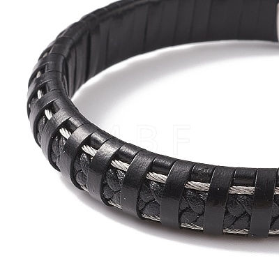 Leather Braided Cord Bracelets BJEW-E352-07-P-1