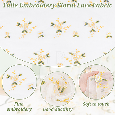 Nylon Flower Pattern Lace Trim Fabric AJEW-WH0314-174-1
