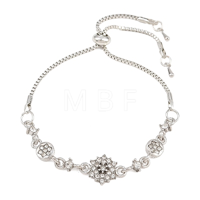 Adjustable Alloy Micro Pave Clear Cubic Zirconia Flower Slider Beacelets for Women AL-CBA3C8B-12P-1