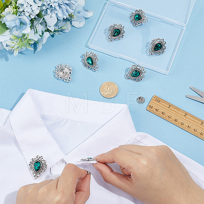 8Pcs Teardrop Zinc Alloy & Glass Lapel Pin Backs for Clothes JEWB-PH0001-90B-1