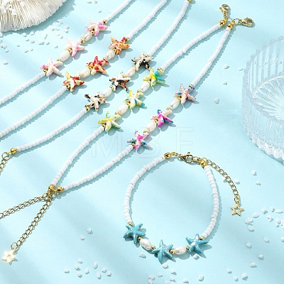 Glass Seed Beads & Synthetical Turquoise & Natural Cultured Freshwater Pearl Beaded Bracelets for Women BJEW-JB13839-1