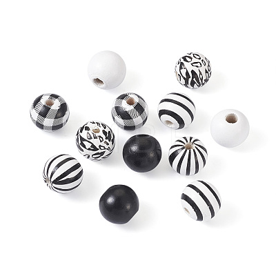 180Pcs 6 Style Natural Wood Beads WOOD-BT0001-09-1