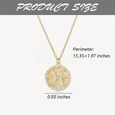 925 Sterling Silver 12 Constellation Necklace Gold Horoscope Zodiac Sign Necklace Round Astrology Pendant Necklace with Zircons Birthday Jewelry Gift for Women Men JN1089B-1