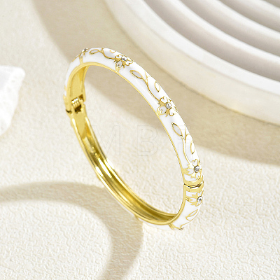 Zinc Alloy Enamel Flower Hinged Cuff Bangles for Women UK8681-7-1