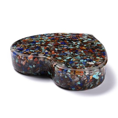 Resin with Natural Mixed Stone Chip Stones Ashtray DJEW-F015-03D-1