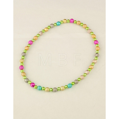 Fashion Imitation Acrylic Pearl  Stretchy Necklaces for Kids NJEW-JN00428-03-1