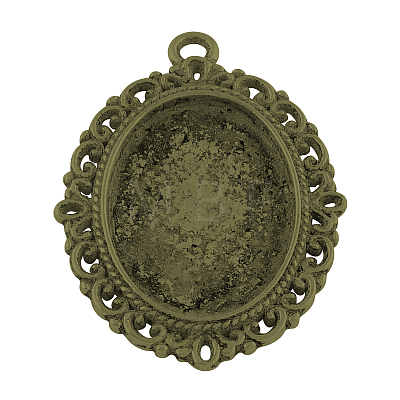 Tibetan Style Oval Alloy Pendant Cabochon Settings TIBEP-Q054-44AB-NR-1