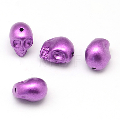 Matte Spray Painted Skull Acrylic Beads ACRP-Q017-02-1