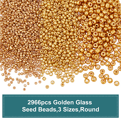 3 Styles 2966 Pcs Glass Seed Beads SEED-HY0001-18-1