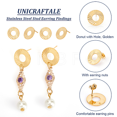 Unicraftale 30Pcs 201 Stainless Steel Stud Earring Findings STAS-UN0047-62-1