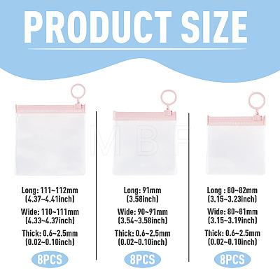 24Pcs 3 Styles Transparent EVA Resealable Bags with Rings ABAG-TA0002-25-1