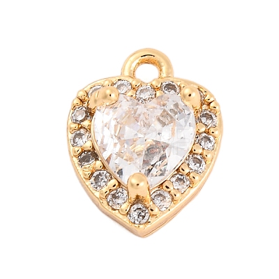 Brass Micro Pave Cubic Zirconia Charms KK-Z066-05G-02-1