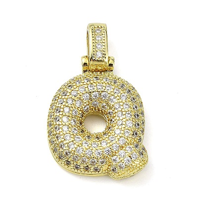 Brass Micro Pave Clear Cubic Zirconia Pendants KK-M279-01G-Q-1