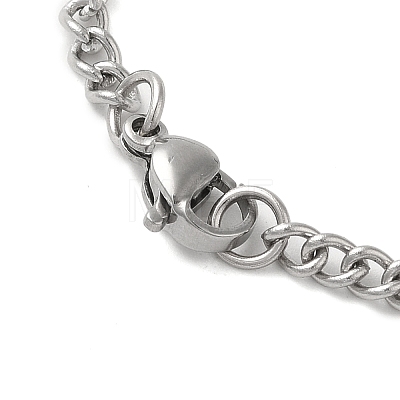 304 Stainless Steel Curb Chain Rectangle with Dragon Pendant Necklaces for Women NJEW-M008-03P-1