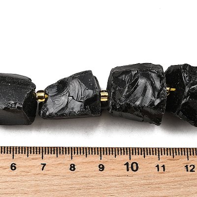 Raw Rough Natural Black Obsidian Beads Strands G-Z087-B06-1