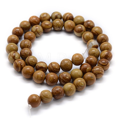 Natural Wood Lace Stone Beads Strands X-G-G763-05-4mm-1