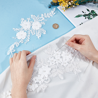 4Pcs 2 Styles Flower Polyester Embroidery Sew on Ornament Accessories PATC-GF0001-99-1