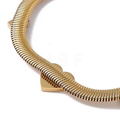 Black Enamel Heart Link Bracelet with Flat Snake Chains BJEW-P284-07G-1