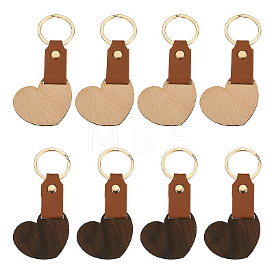 10Pcs 2 Style Wooden & Imitation Leather Pendant Keychain KEYC-TA0001-23-1