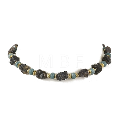 Raw Rough Natural Iolite and Dyed White Jade Rondelle Beaded Necklaces NJEW-JN06646-1