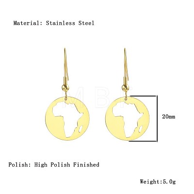 African Map Shape Dangle Earrings DG1061-4-1