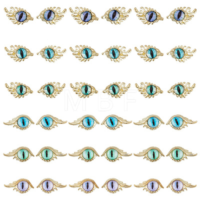 HOBBIESAY 36Pcs 12 Styles Evil Eye Alloy Cabochons MRMJ-HY0002-41-1