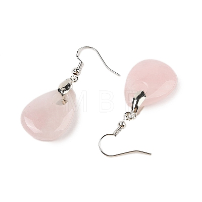 Natutal Rose Quartz Dangle Earrings EJEW-F343-A07-1